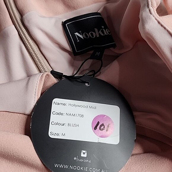 Revolve Nookie Hollywood Strappy Halter Midi Dress in Blush Pink Size M NEW - Picture 5 of 5